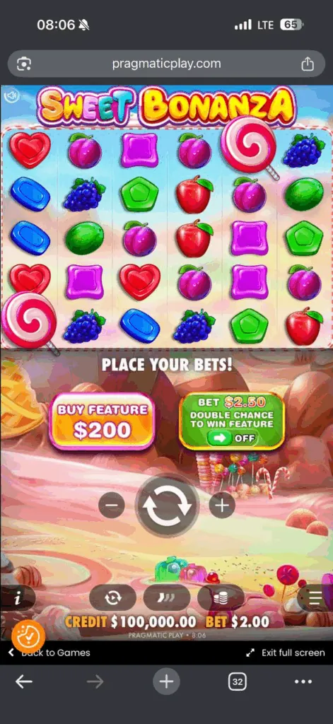 Interfejs gier mobilnych Sweet Bonanza zoptymalizowany dla smartfonów i tabletów